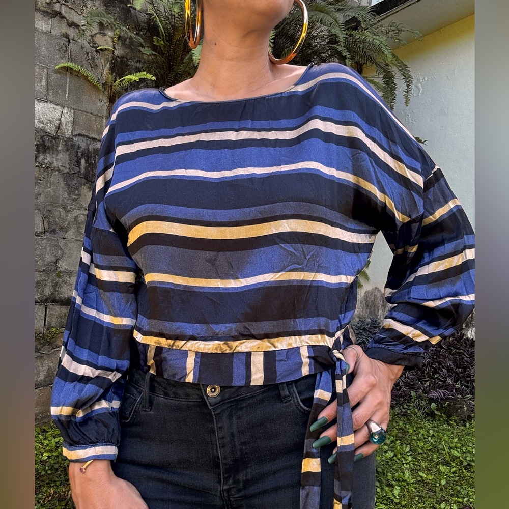 Vintage Zara Basic Collection Stripe Multicolor S… - image 2